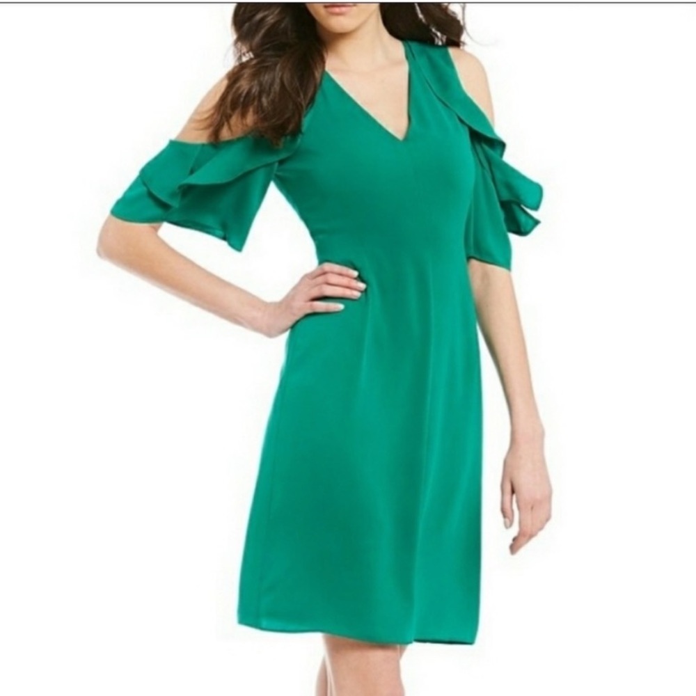 Mika Mindel Ladies 14 Green Cold Shoulder Dress